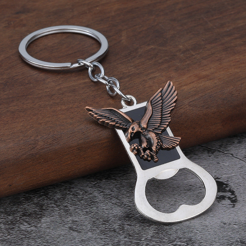 Eagle Enamel Bottle Opener Keychain for Bar, Bag, and Car Keys