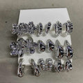 Mixed Floral and Hoop Stud Earring Set in Two Metal Tones view 7