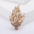 Crystal Wheat Spray Brooch In Metal With Marquise Crystals Arranged As A Rising Plume view 6