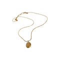 Gold Snake Chain Oval Engraved Disc Pendant Necklace Single view 5