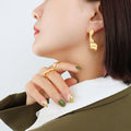 Irregular Wavy Sculptural Metal Stud Earrings Gold Steel view 7
