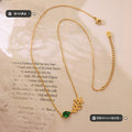 Green Teardrop Stone Leaf Pendant Necklace Metal Finishes view 2