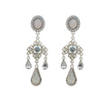 Silver Filigree Chandelier Teardrop Long Stud Earrings view 5