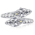 Silver Tone Three Marquise Clear Stone Bypass Ring view 1