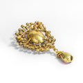 Aqua Gold Tone Flower Crystal Two Designs Metal Brooch Pin view 3