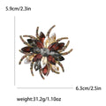 Antique Gold Layered Flower Brooch with Faceted Crystal Petals view 6