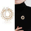 Crystal Laurel Wreath Brooch Marquise Rhinestone Circle Pin view 2