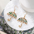 Green Resin Dried Flower Drop Earrings Gold Tone 8 Styles view 8