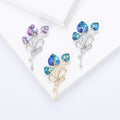 Faceted Crystal Bouquet Brooch in Three Blue Purple Styles view 3
