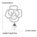 Crystal Outline Camellia Brooch with Pearl Drop in Two Tones view 6