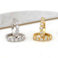 Bezel Set Clear Stone Huggie Hoop Earrings Two Tones view 2