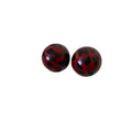 Glossy Red and Black Marbled Circular Stud Earrings view 5