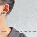 Green Rose And White Pearl Curve Convertible Two Way Stud Earrings view 2