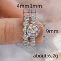 Silver Bezel Round Solitaire and Bubble Eternity Stack Rings view 4