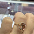 Rose Gold Champagne Cushion Halo Ring Pave Band Sizes 6-10 view 3