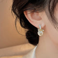 Crystal Swirl Pearl Style Stud Earrings with Metal Settings view 4