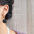 Gold Wood Bead Mother Of Pearl Disc Asymmetric Earrings view 4