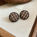 Round Plaid Fabric Stud Earrings In Four Colors Jewelry Design view 6