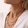 Gold Crescent Moon Multicolor Rhinestone Charm Necklace view 4