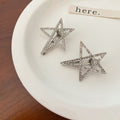 Silver Tone Open Star Hair Clip With Double Crystal Outlines view 2