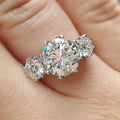 Round Clear Solitaire Three-Stone Ring In Polished Silver Tone view 2
