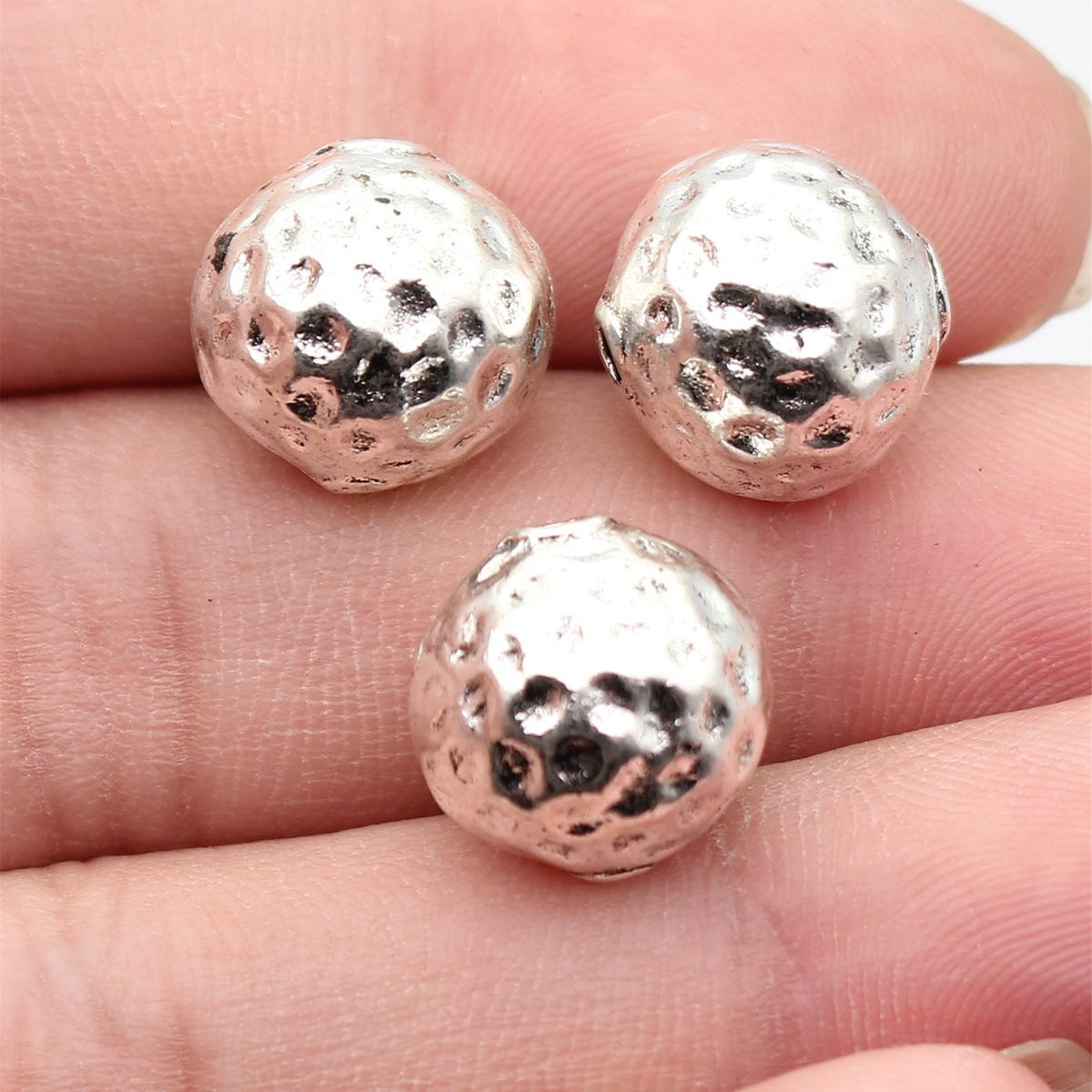 13x13x13mm 6.6g Multicolor Zinc Alloy Hammered Ball Loose Metal Beads for Bracelet Necklace Making