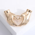 Heart Hands Brooch Metal Gesture Pin Silver Gold Tone view 7