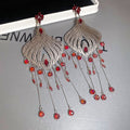 Red Crystal Filigree Long Tassel Earrings Statement Jewelry view 6