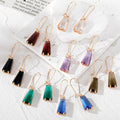 Trapezoid Faceted Crystal Drop Earrings Gold Hooks 7 Colors view 1