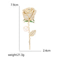 Pavé Crystal Rose Stem Brooch Pearl Green Enamel Gold Silver view 5
