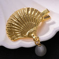 Metal Scallop Shell Duckbill Hair Clip With Pearl Drop view 4