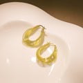 Gold Wire Spring Teardrop Hoop Earrings Coil Style Pair view 3