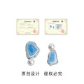 Silver Tone Blue Enamel Abstract And Pearl Earrings In Clip And Stud Styles view 3