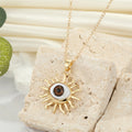 Gold Tone Sculpted Sun Realistic Eyeball Pendant Necklaces view 3
