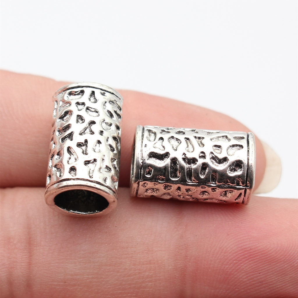 18x11x11mm 4.4g Multicolor Zinc Alloy Irregular Textured Tube Spacer Beads for Dreadlock Jewelry Making