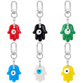 Glass Hamsa Evil Eye Keychains Silver Clasp 7 Color Styles view 5