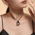 Irregular Open Pendant Black Braided Leather Cord Necklace view 3