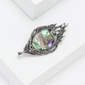 Silver Tone Abalone Shell Feather Brooch Marcasite Pin view 2