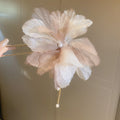 Layered Fabric Flower Double Hairpin With Pearl Like Drop In Five Colors view 10