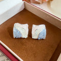 Gradient Geometric Crystal Stud Earrings in Three Colors view 8