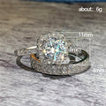 Round Solitaire Halo Two-Ring Set In Gold And Silver Tones view 5