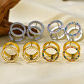 Double-Sided Circle Zircon Huggie Earrings Clear Multicolor view 4