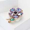 Five Heart Petal Crystal Flower Brooch in Purple or Blue view 3