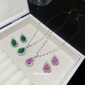 Teardrop Halo Zircon Necklace Stud Earring Sets Two Colors view 3