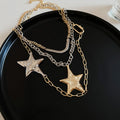 Textured Star Brooches and Multi Layer Star Necklace view 8