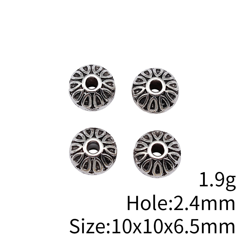 10x10x6.5mm 1.9g Multicolor Zinc Alloy Patterned Small Hole Spacer Beads for DIY Bracelet Jewelry