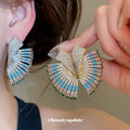 Multicolor Crystal Folding Fan Statement Stud Earrings view 4
