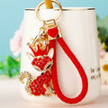 Crowned Jeweled Fox Keychains in Multiple Colors with Braided Loops view 4
