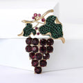 Crystal Grape Cluster Brooch with Green Leaves in Four Colors view 2
