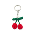 Red Crocheted Cherry Keychain With Metal Split Ring And Chain view 5
